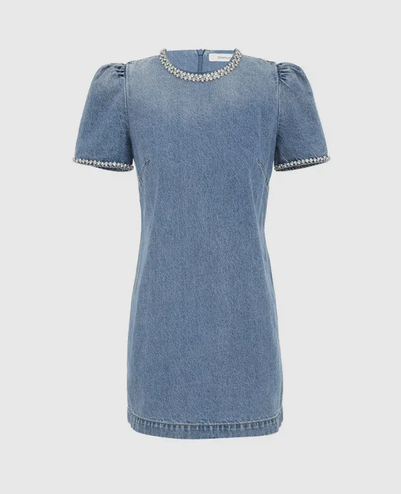 Zimmermann Crush Embellished Denim Dress Size 0/AU8 - Image 2