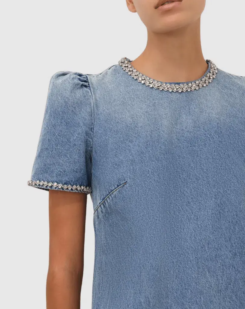Zimmermann Crush Embellished Denim Dress Size 0/AU8 - Image 5