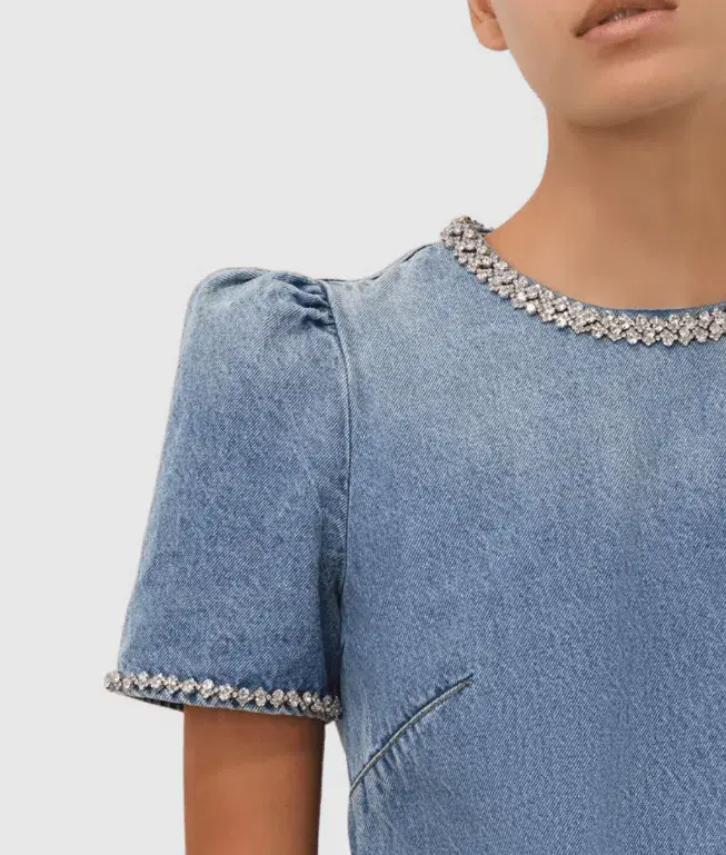 Zimmermann Crush Embellished Denim Dress Size 0/AU8 - Image 4