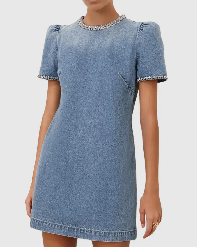 Zimmermann Crush Embellished Denim Dress Size 2/AU12 - Image 1
