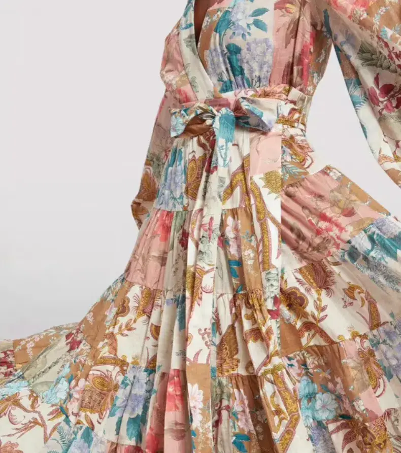 Zimmermann Cassia Patch Wrap Midi Dress Print Size 2/AU12 - Image 2