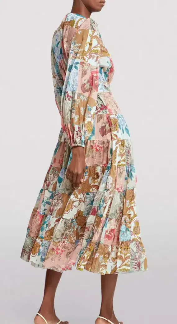 Zimmermann Cassia Patch Wrap Midi Dress Print Size 2/AU12 - Image 5