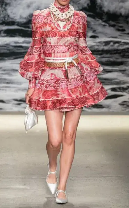 Zimmermann Wavelength Spliced Mini Dress Pink Size 1/AU10 - Image 1