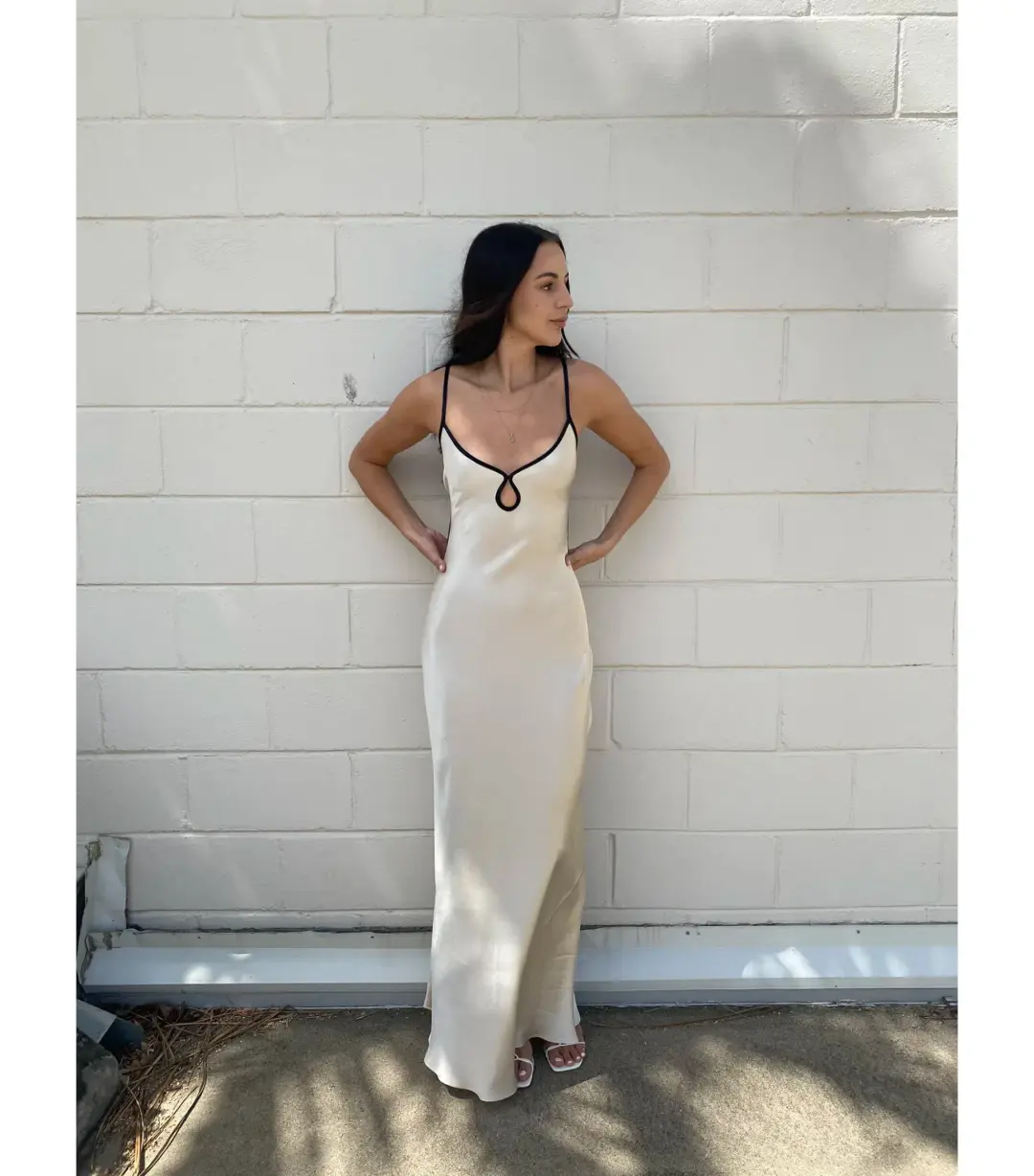 Bec & Bridge Cedar Maxi Dress Oyster/Black Size AU 6 for rent on The Volte - main image