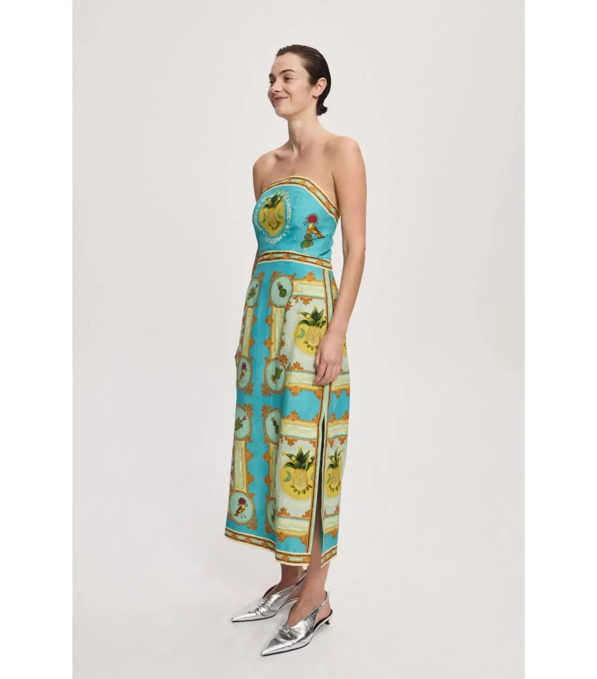 Alémais La Musica Midi Dress Exclusive Blue Print Size 12 - Image 2