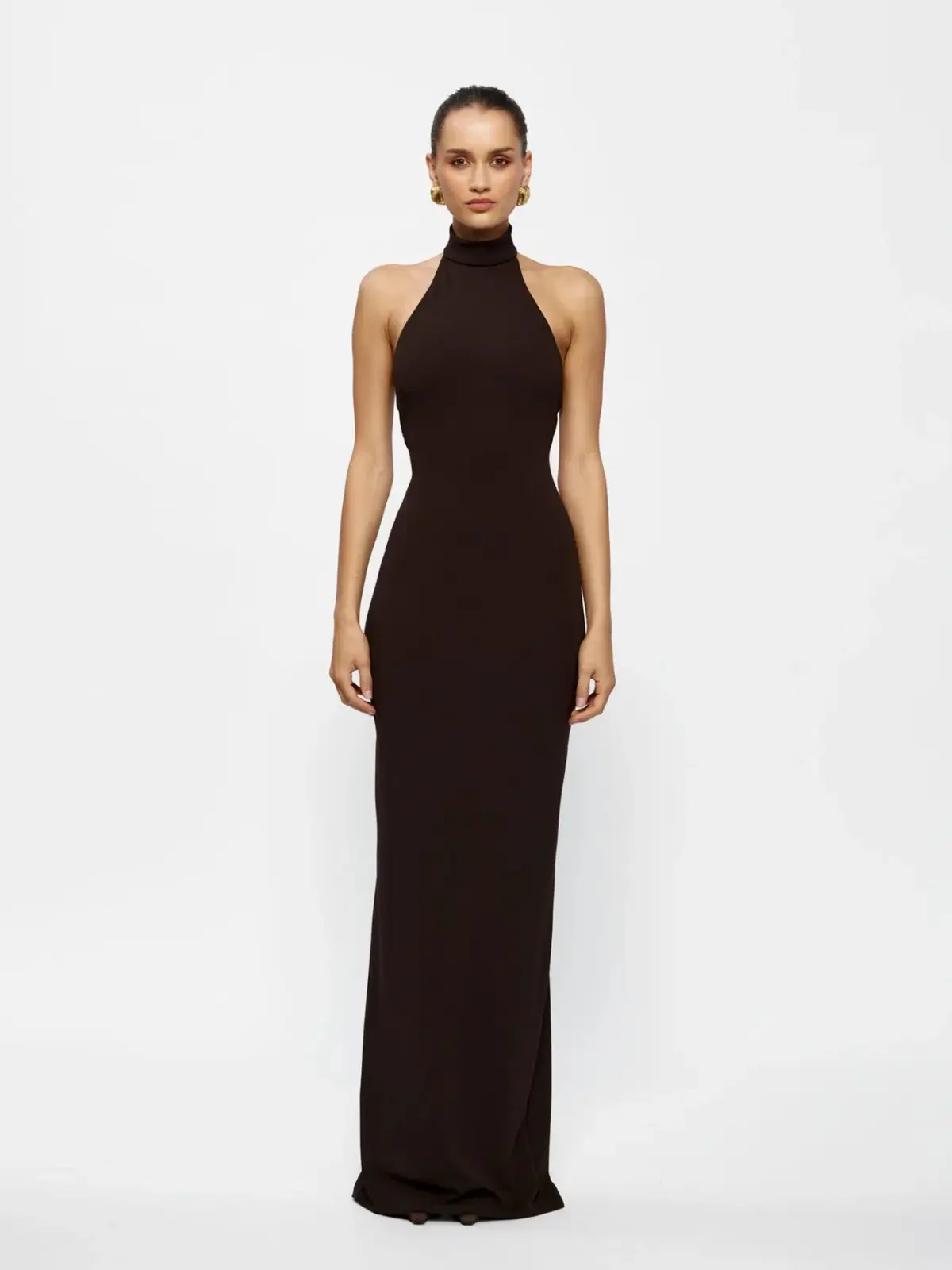 EFFIE KATS RHI GOWN COFFEE BROWN SIZE 8 (S) - Image 1