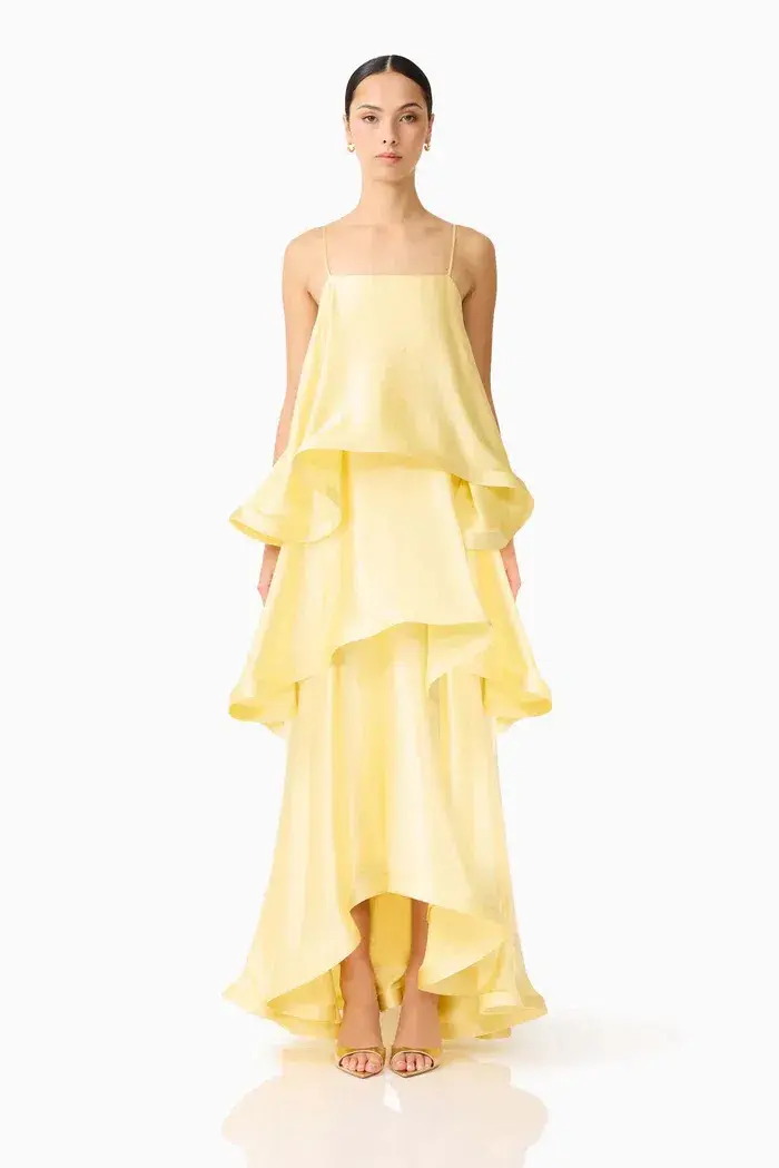 ELLIATT TILLY TIERED MAXI DRESS IN BUTTER YELLOW SIZE 8 (S) - Image 1