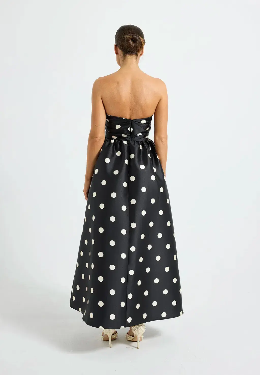 Pasduchas Dottie Strapless Midi Black/Cream Size 6 for rent on The Volte - main image