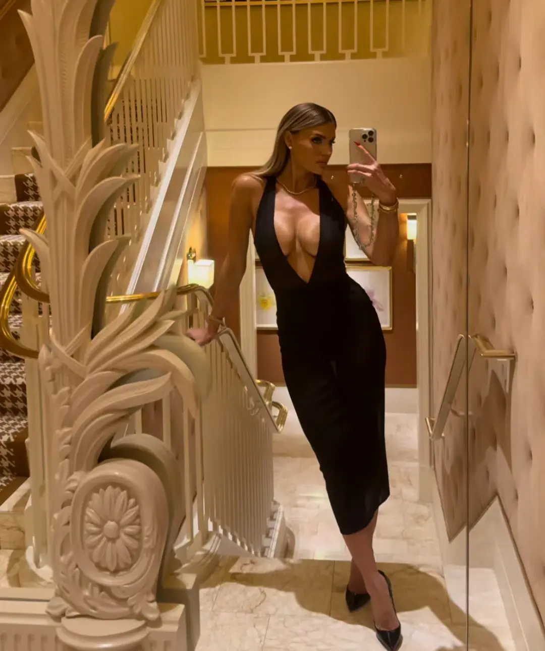 Alex Perry Halter Midi Dress in Stretch Mesh Black AU 8 for rent on The Volte - main image