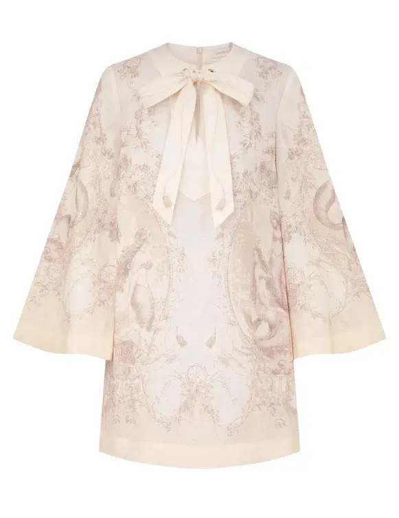 Zimmermann Tie Neck Tunic Dress Mermaid Toile Size OP - Image 1