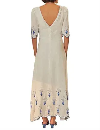Farm Rio SEA OF FISH MIDI DRESS White Size 6 for rent on The Volte - main image
