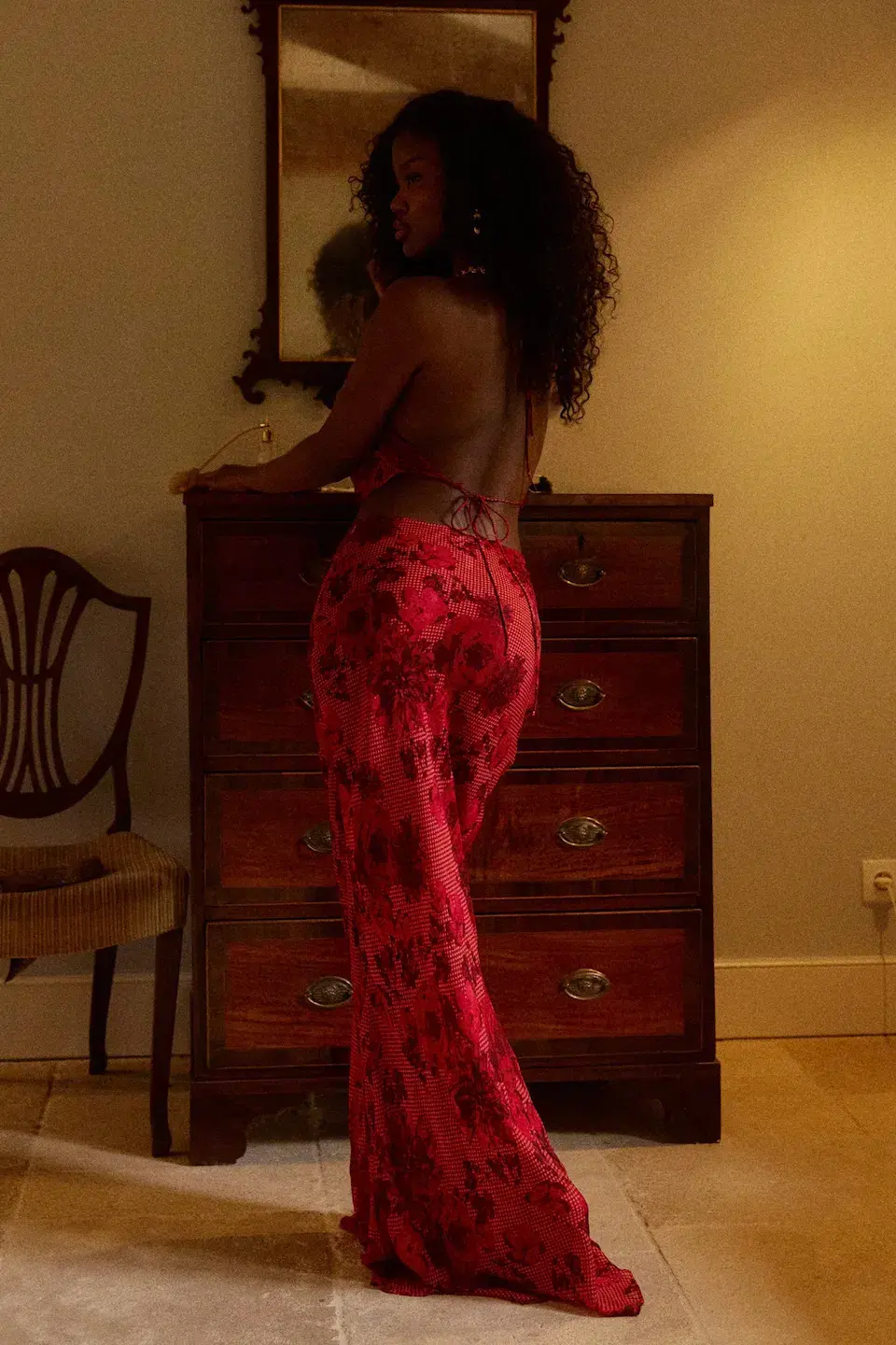 BYDEE FLEURIE MAXI SKIRT & AURELIE TOP IN ROSÉ. SIZE XS / AU 6-8 for rent on The Volte - main image