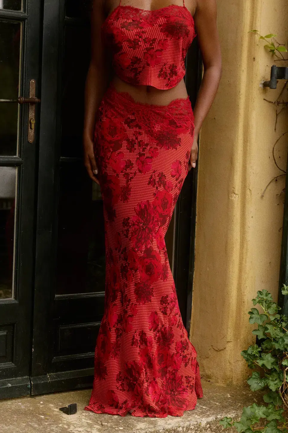 BYDEE FLEURIE MAXI SKIRT & AURELIE TOP IN ROSÉ. SIZE XS / AU 6-8 for rent on The Volte - main image