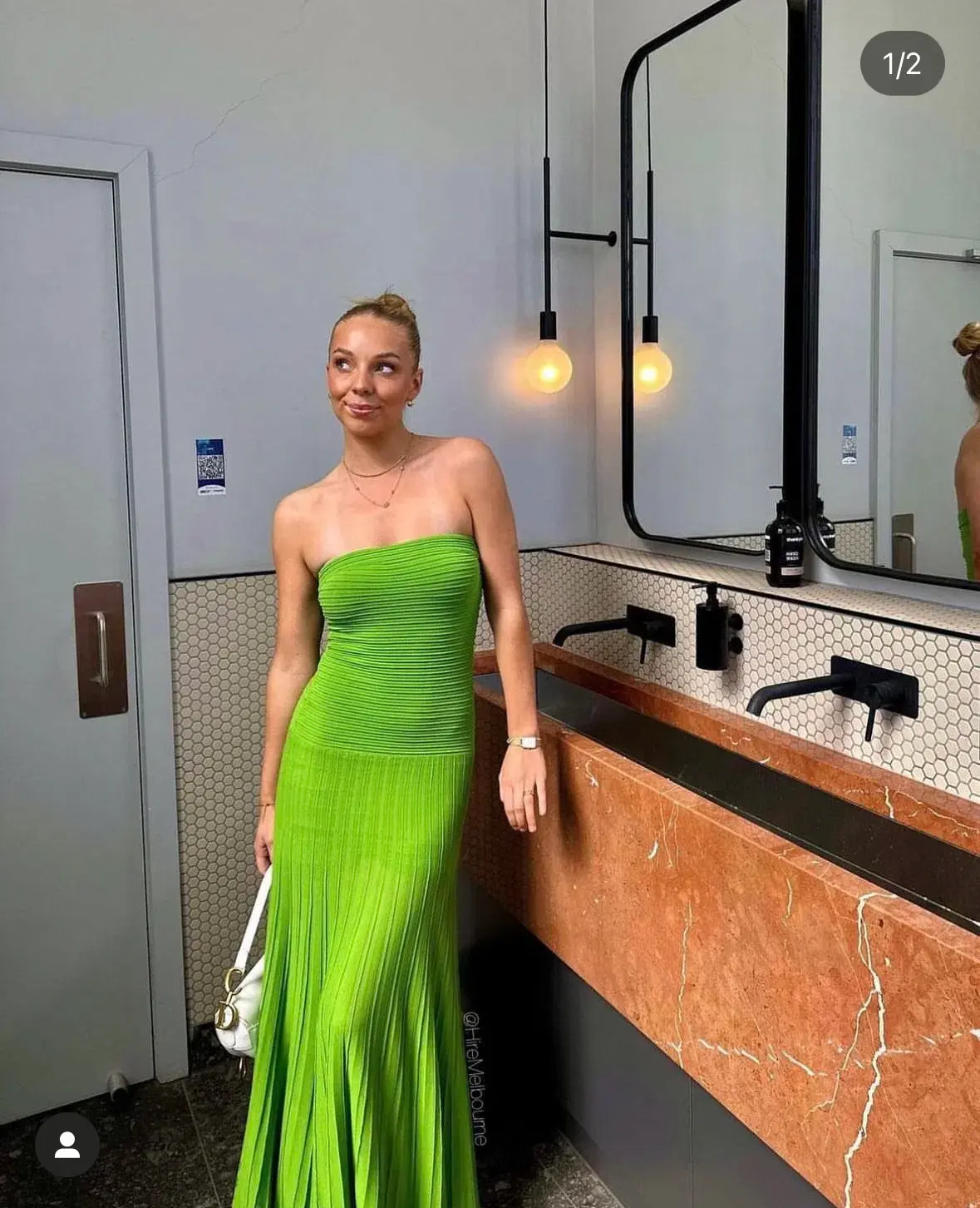 COS Knitted Bandeau Dress in Green  - Image 1