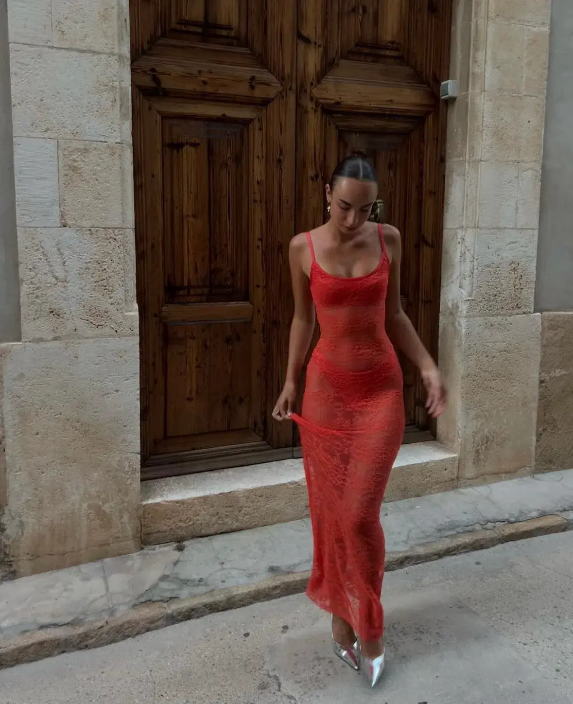Natalie Rolt Giana Dress in Tangerine Lace - Image 1