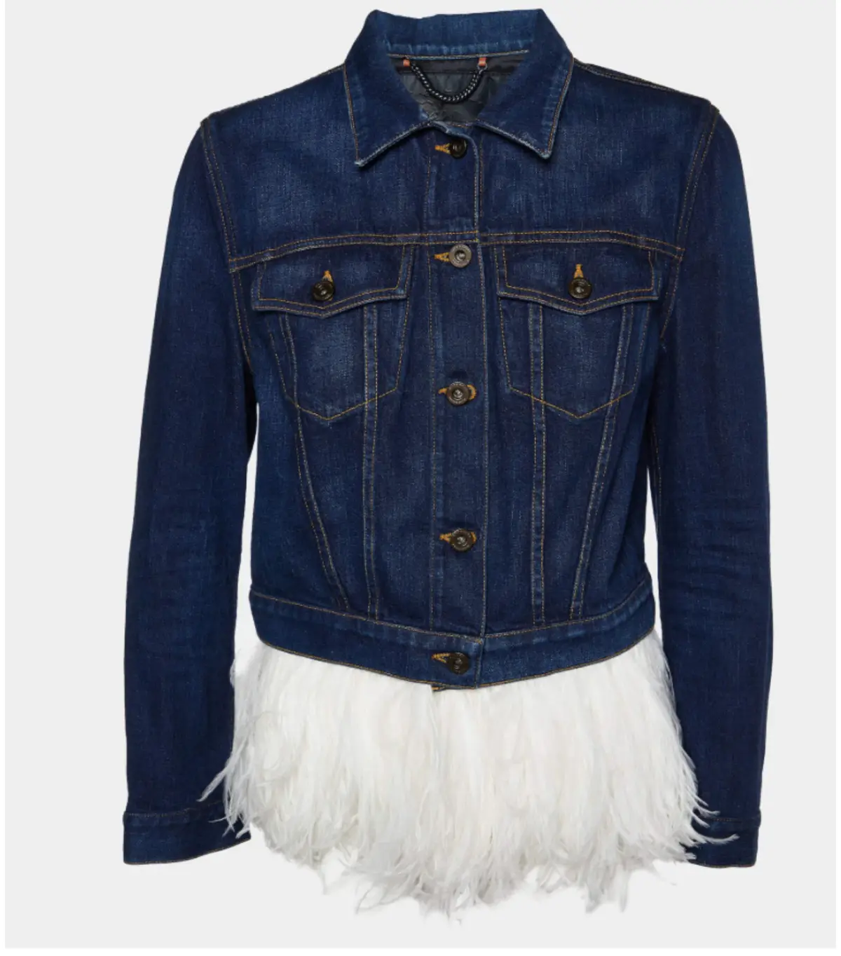 Burberry Ostrich Feather Hem Jean Jacket Denim Size AU 6 - Image 2