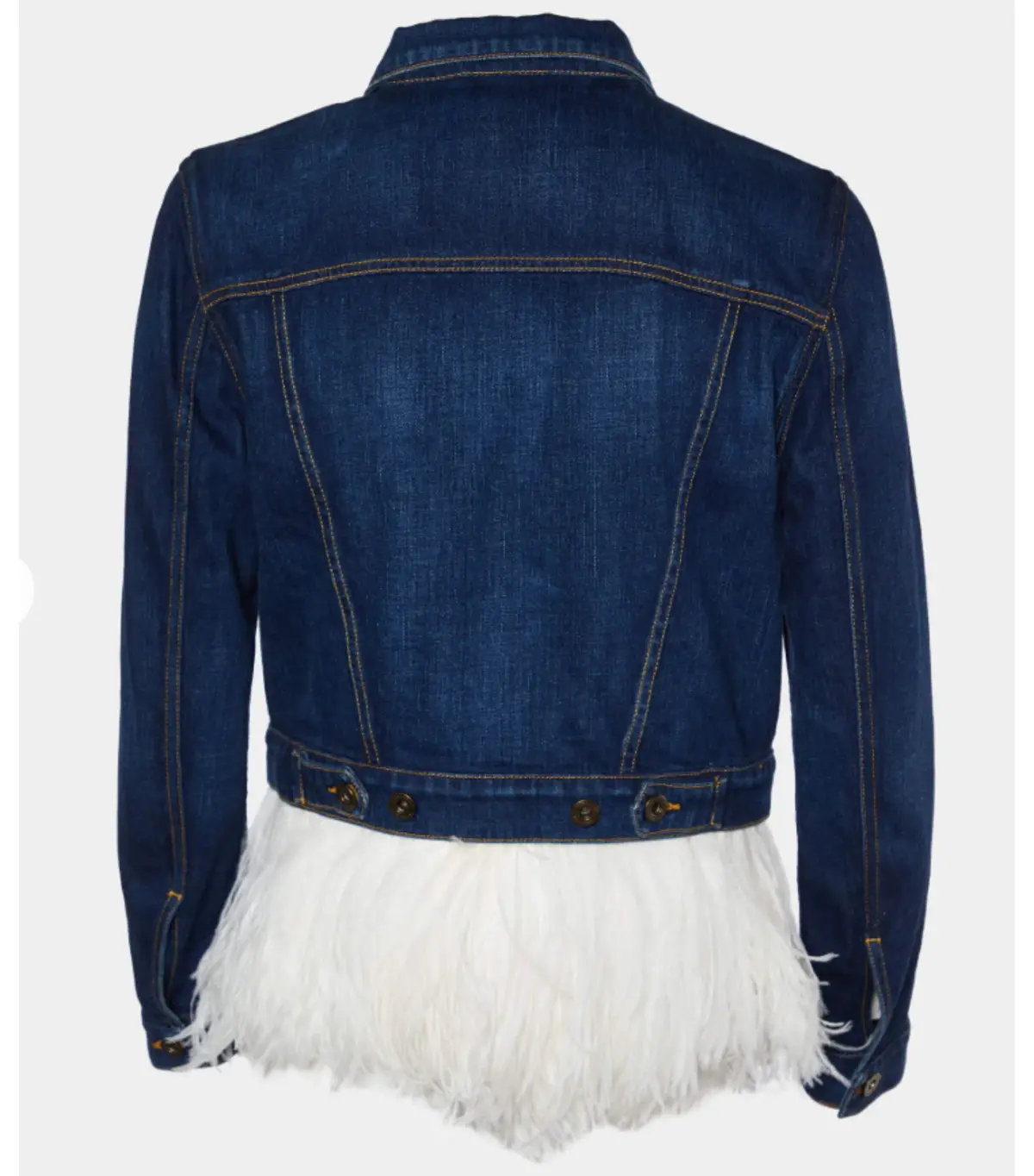 Burberry Ostrich Feather Hem Jean Jacket Denim Size AU 6 - Image 3