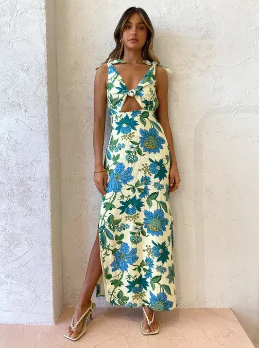 Sir The Label Alexandre Tie Midi Dress In Marguerite Print Size 0 / AU 6 - Image 1