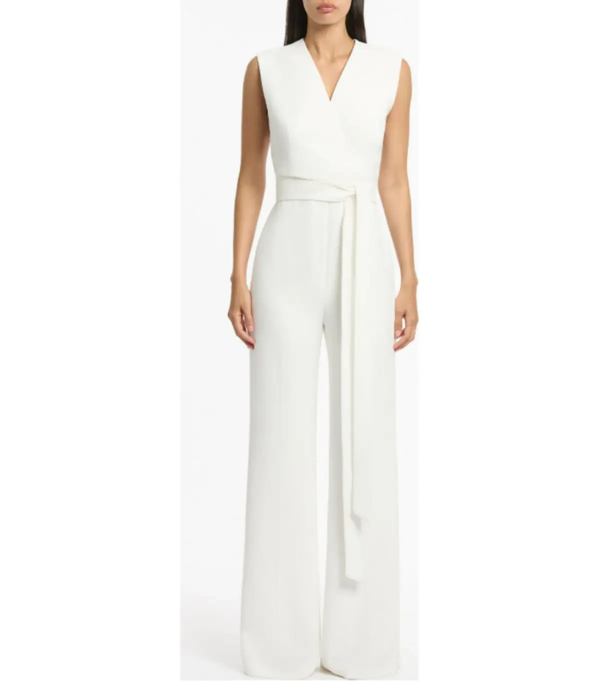 Carla Zampatti Crepe Wrap Jumpsuit White Size AU 6 - Image 1