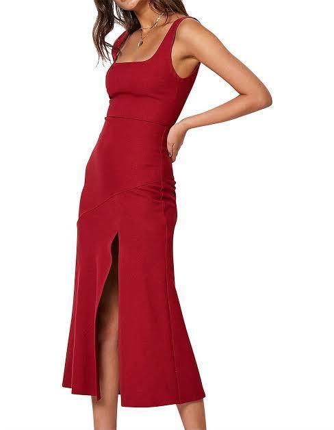 Bec and Bridge Schiffer Midi Dress Red Size 8 for rent on The Volte - main image
