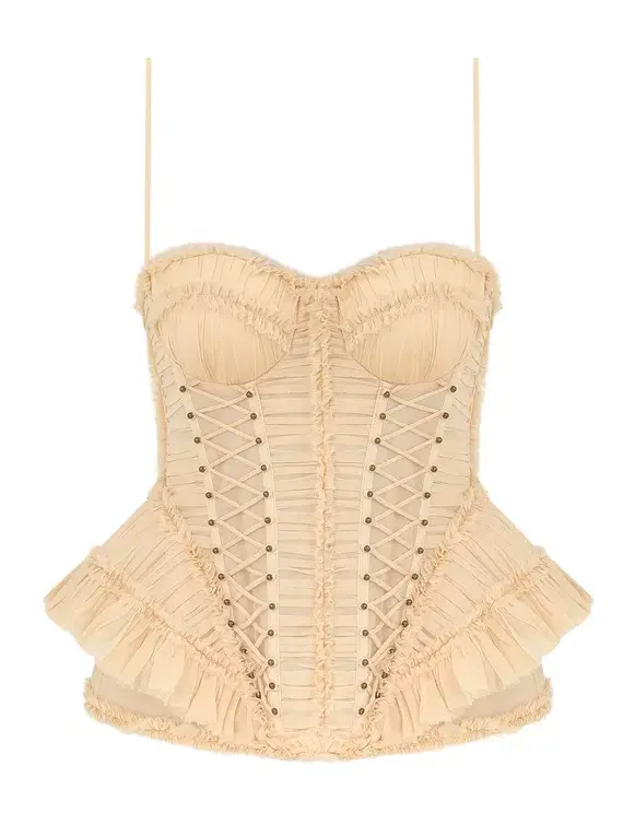 Zimmermann Rebellion Frayed Corset Cream Size 1 - Image 1