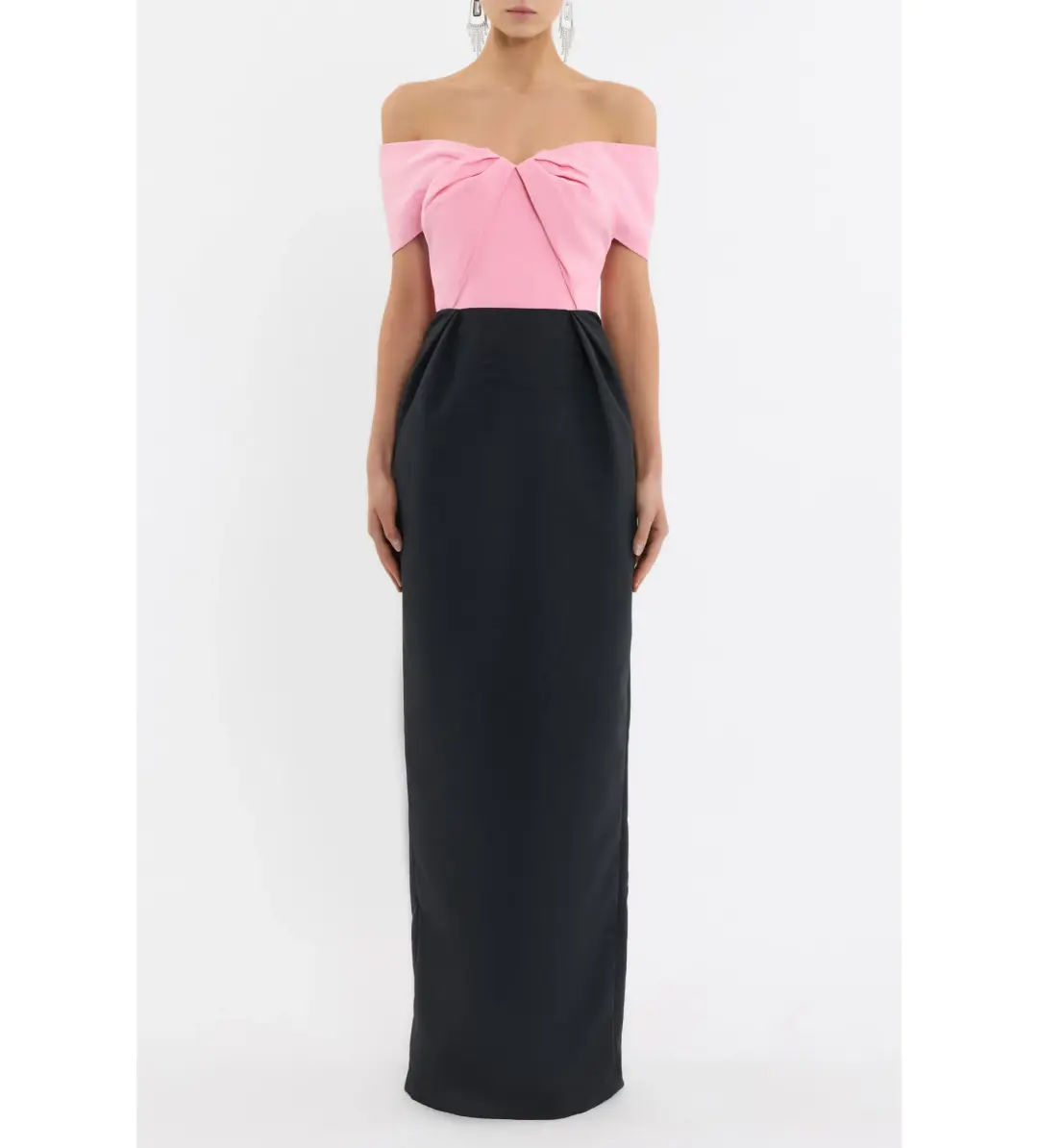 Rebecca Vallance Amaro Off The Shoulder Gown Black/Pink  Size 8 for rent on The Volte - main image