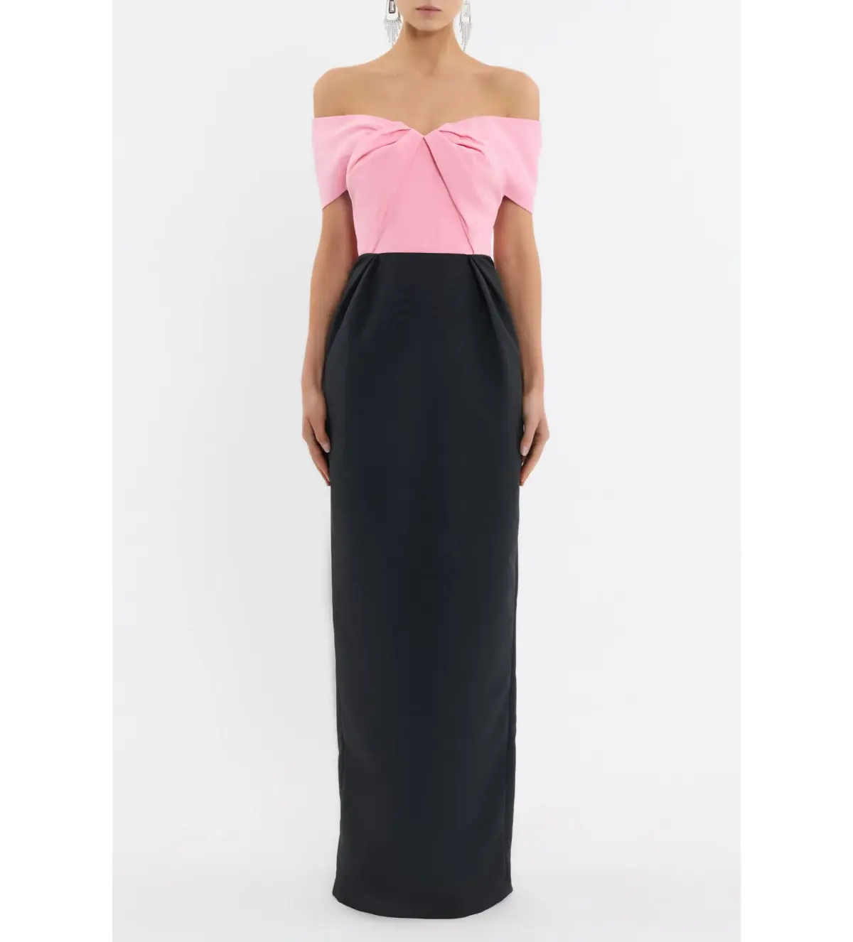 Rebecca Vallance Amaro Off The Shoulder Gown Black/Pink  Size 8 - Image 1