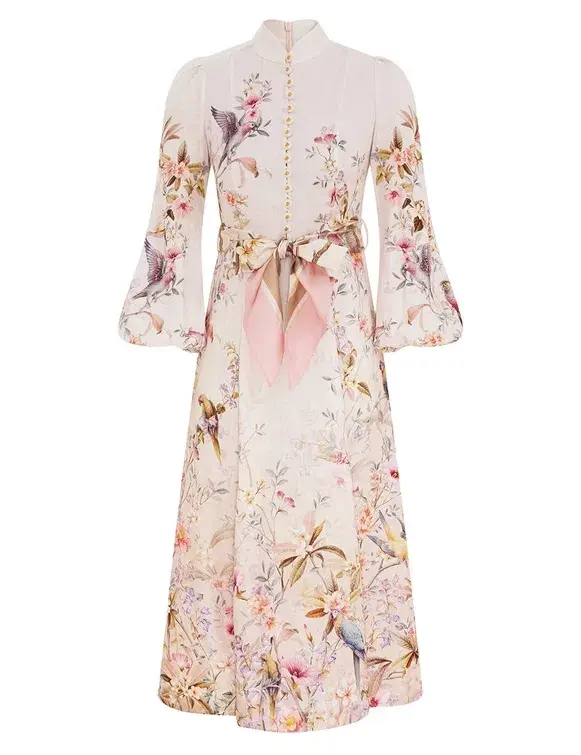 Zimmermann Rebellion Button Midi Dress in Cream Aviary Size 3 / AU 14  for rent on The Volte - main image