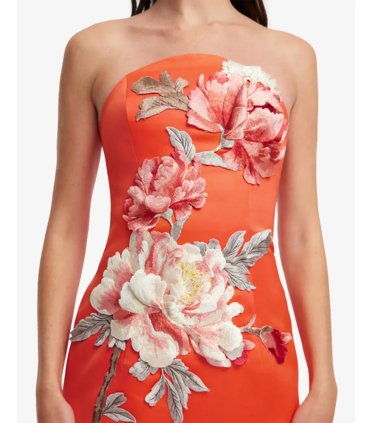 Leo Lin Ava Appliqué Floral Bustier Maxi Dress Saffron Size AU 10 - Image 2