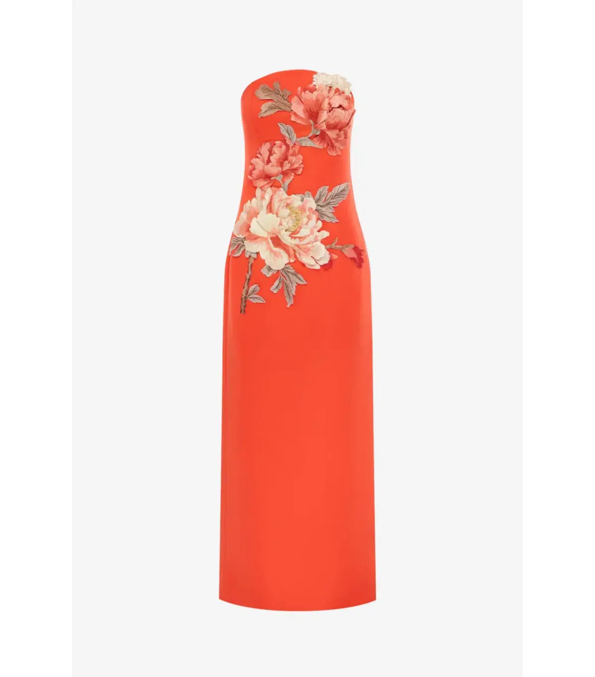 Leo Lin Ava Appliqué Floral Bustier Maxi Dress Saffron Size AU 10 - Image 5