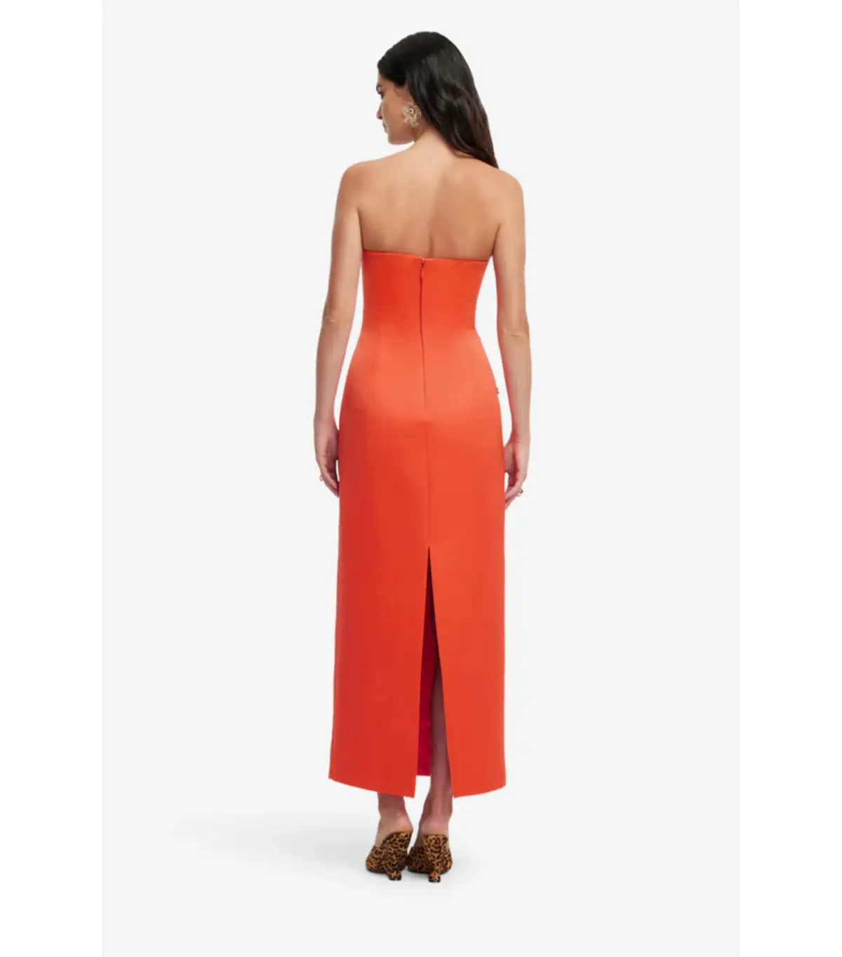 Leo Lin Ava Appliqué Floral Bustier Maxi Dress Saffron Size AU 10 - Image 4