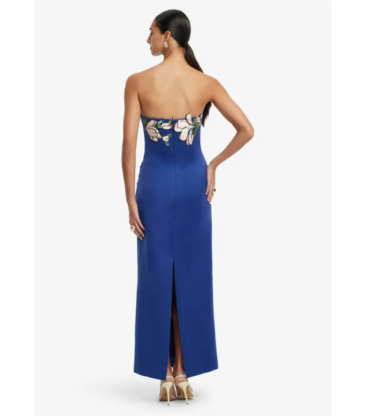 Leo Lin Ava Appliqué Floral Bustier Maxi Dress Midnight Magnolia Print Size AU 6 - Image 3