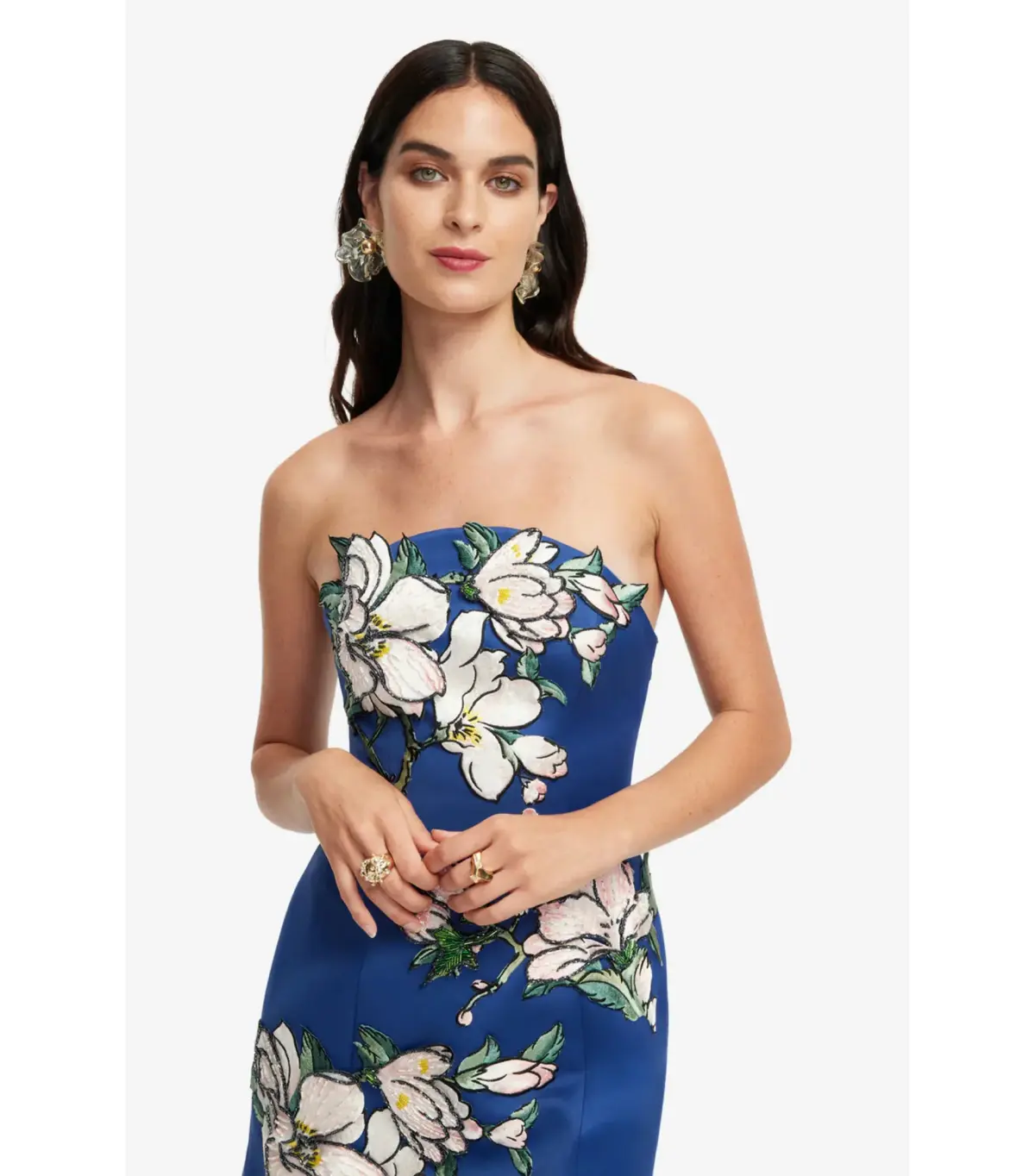 Leo Lin Zaria Appliqué Floral Bustier Mini Dress Midnight Blue Size AU 10 - Image 2