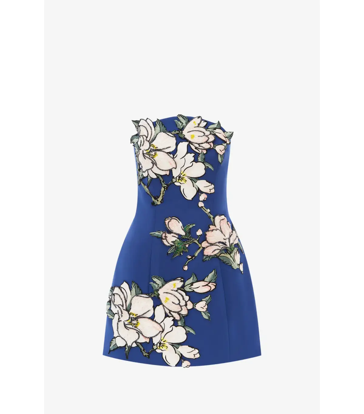Leo Lin Zaria Appliqué Floral Bustier Mini Dress Midnight Blue Size AU 10 - Image 4