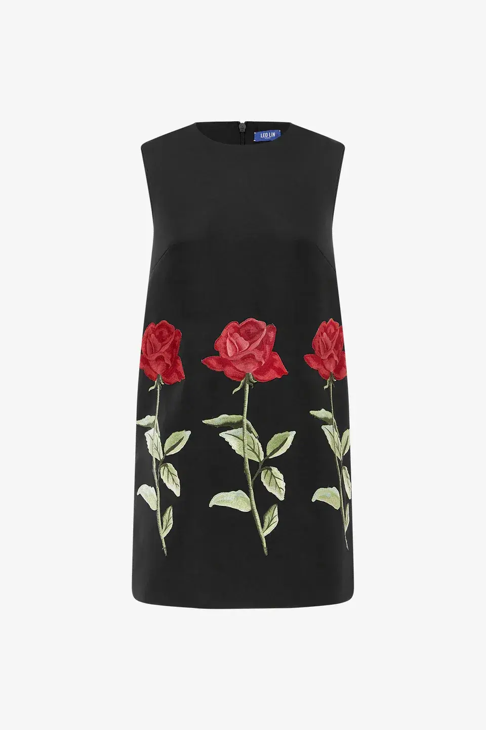 Leo Lin Yvonne Embroidered Mini Dress Ebony Size 6 - Image 1