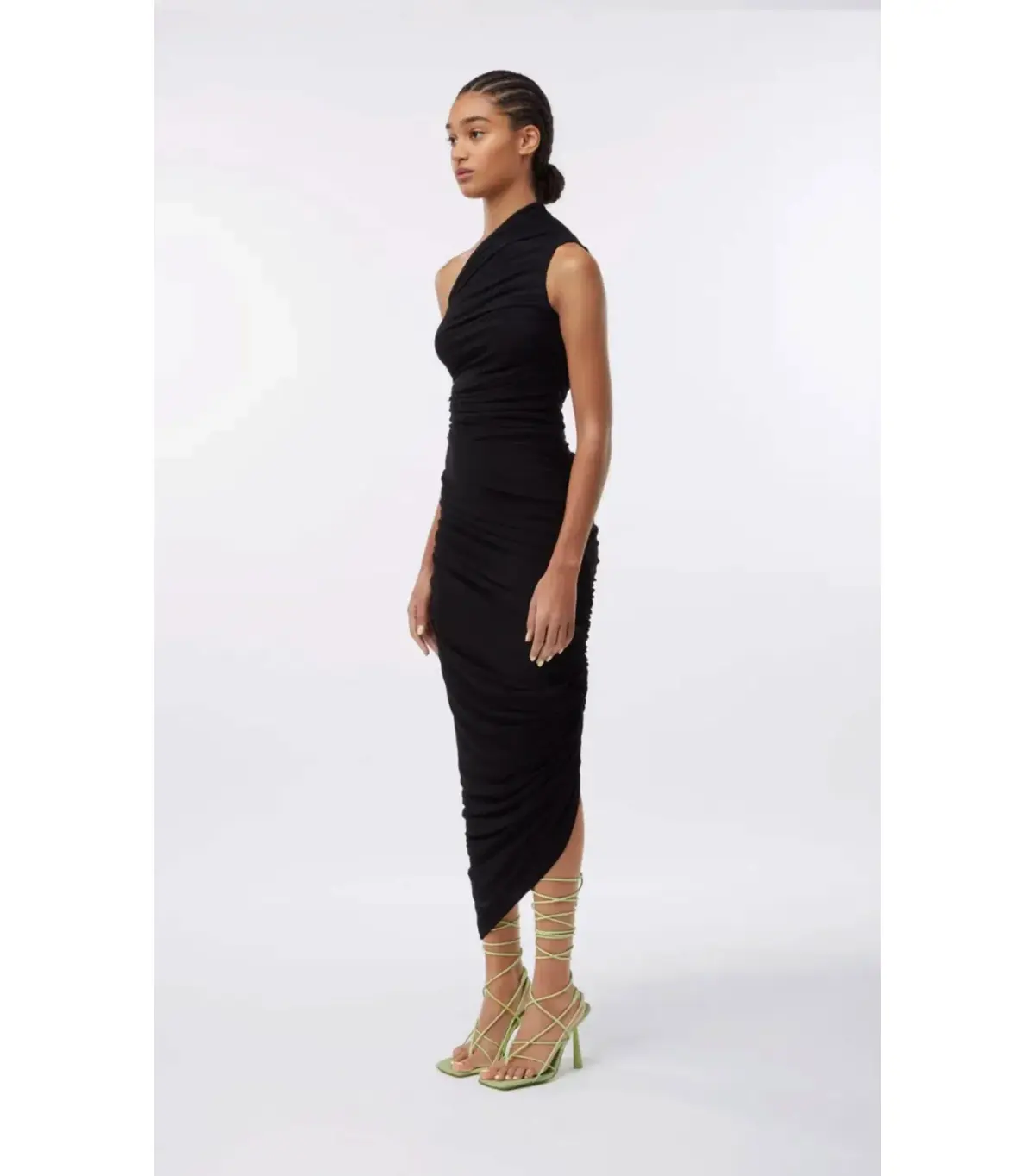 Gauge81 Ira One Shoulder Draped Jersey Dress Black Size AU 6 - Image 3