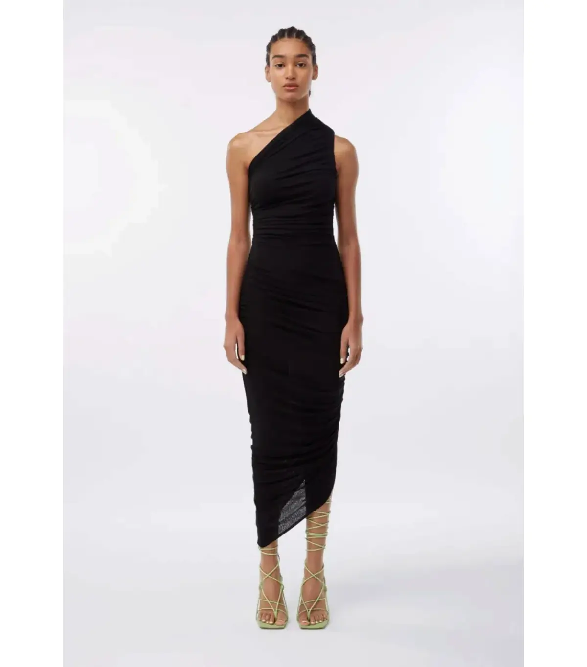 Gauge81 Ira One Shoulder Draped Jersey Dress Black Size AU 6 - Image 1