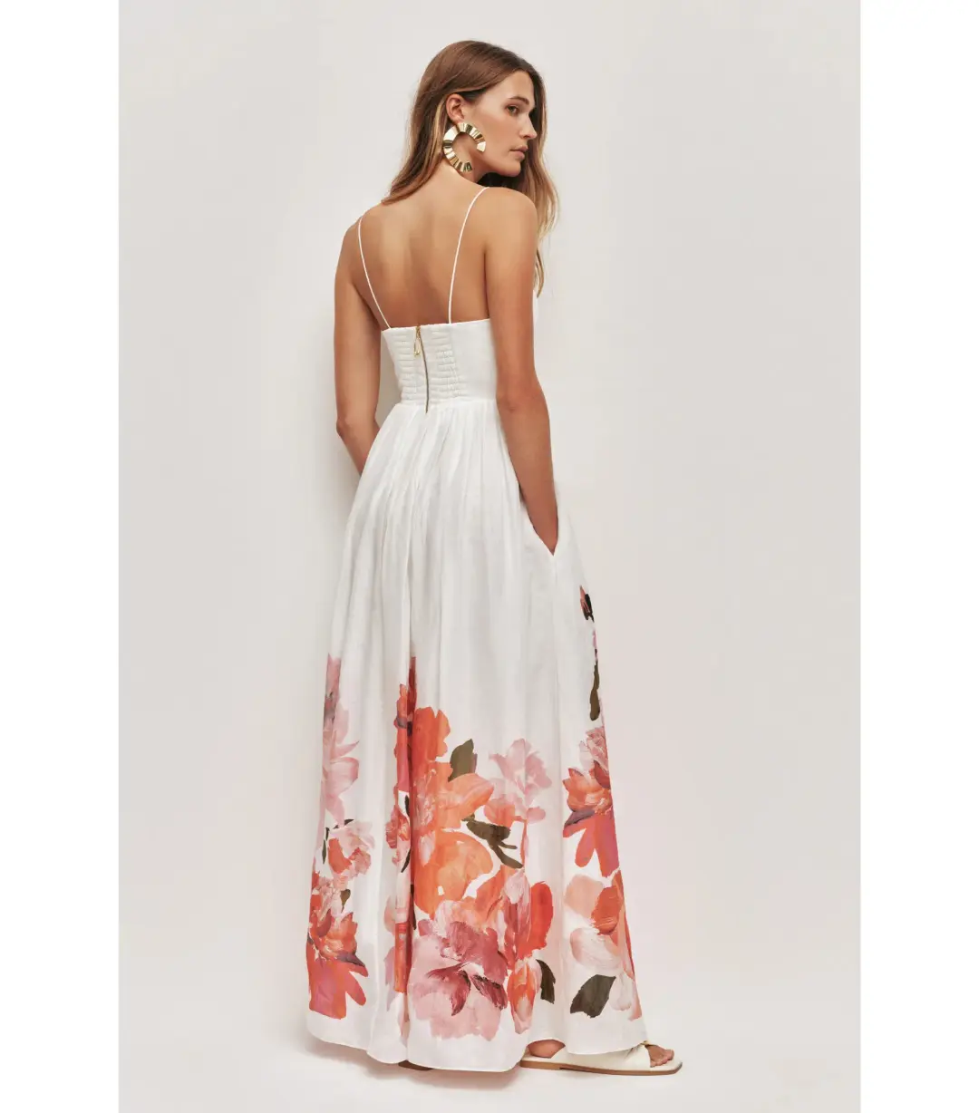 Aje Vacation Maxi Dress Rosa Bold Ivory Size AU 6 for rent on The Volte - main image