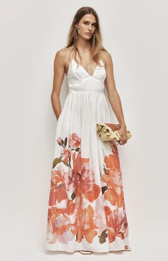AJE Vacation Maxi Dress Rosa bold ivory Size 12 for rent on The Volte - main image