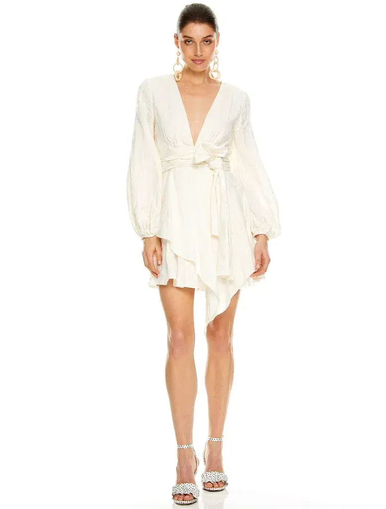 Talulah Sway With Me Long Sleeve Mini Dress White Size S - Image 1