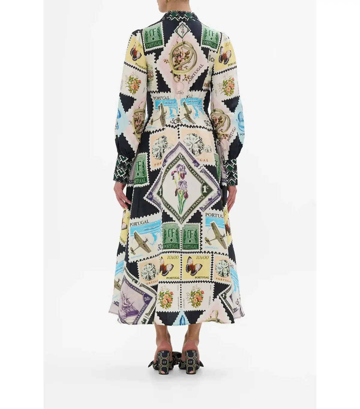Camilla My Porto Pen Pal Waist Tie Midi Shirt Dress Multi Size AU 10 - Image 2