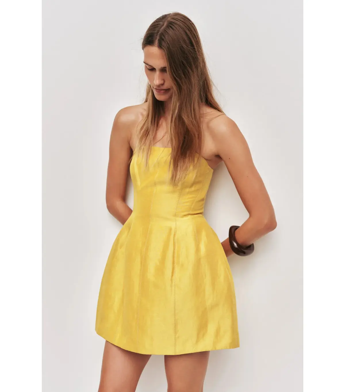 Aje Baret Strapless Mini Dress Chartreuse Size 10 - Image 2