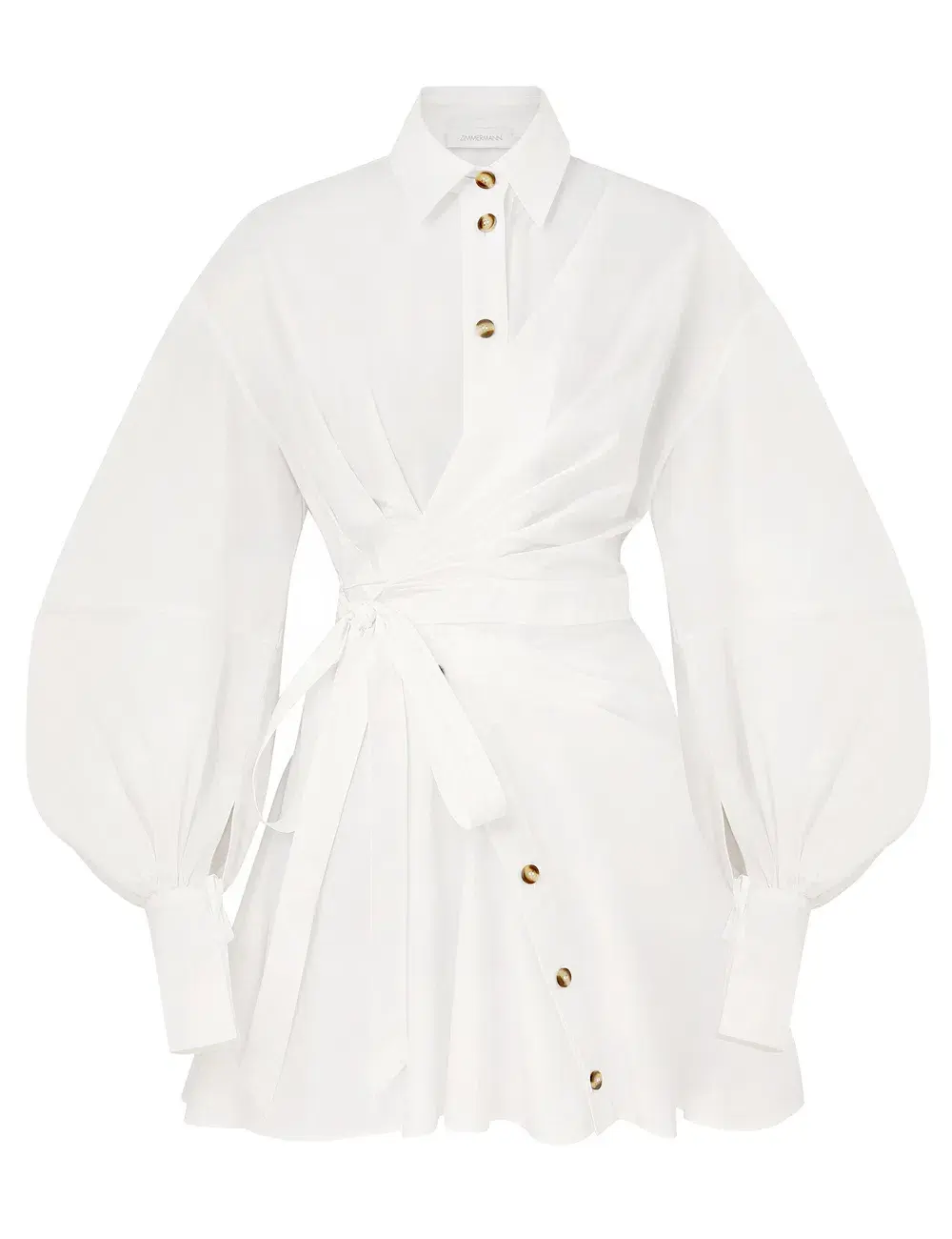 Zimmermann Rebellion Poplin Mini Dress in Ivory Size 0 / AU 8 - Image 1