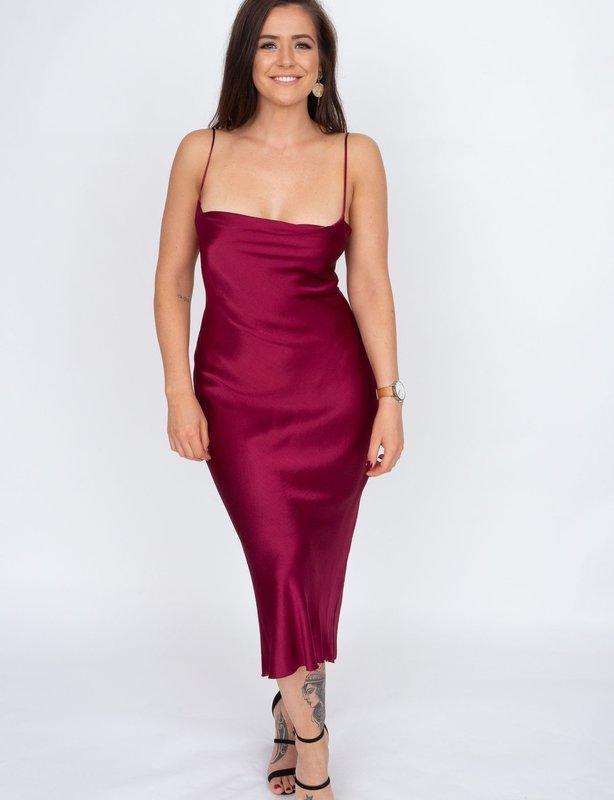 Bec & Bridge Kaia Cowl Midi Dress Plum Size 10 for rent on The Volte - main image