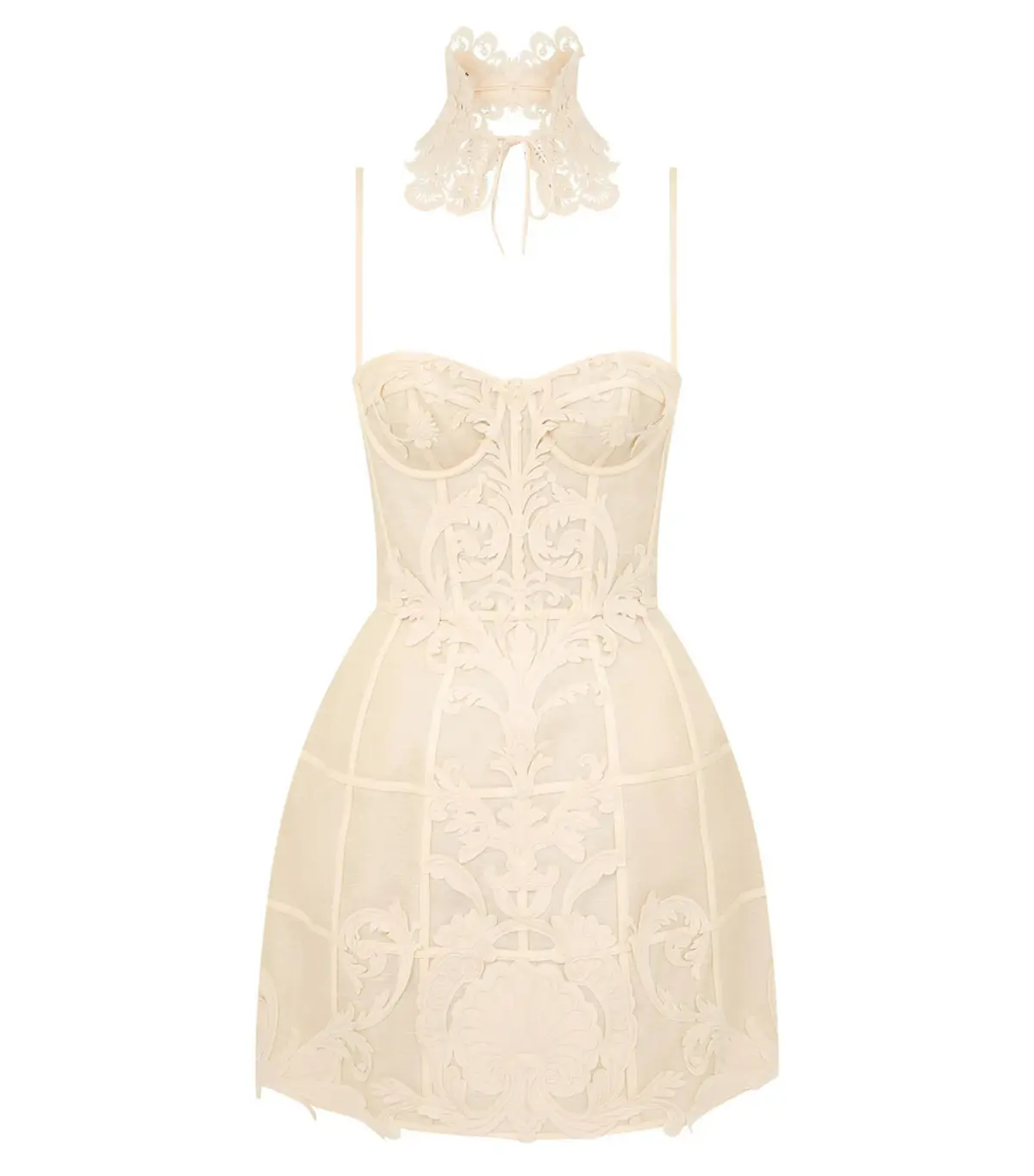 Zimmermann Rebellion Filigree Mini Dress Cream 0 / AU 8 - Image 1