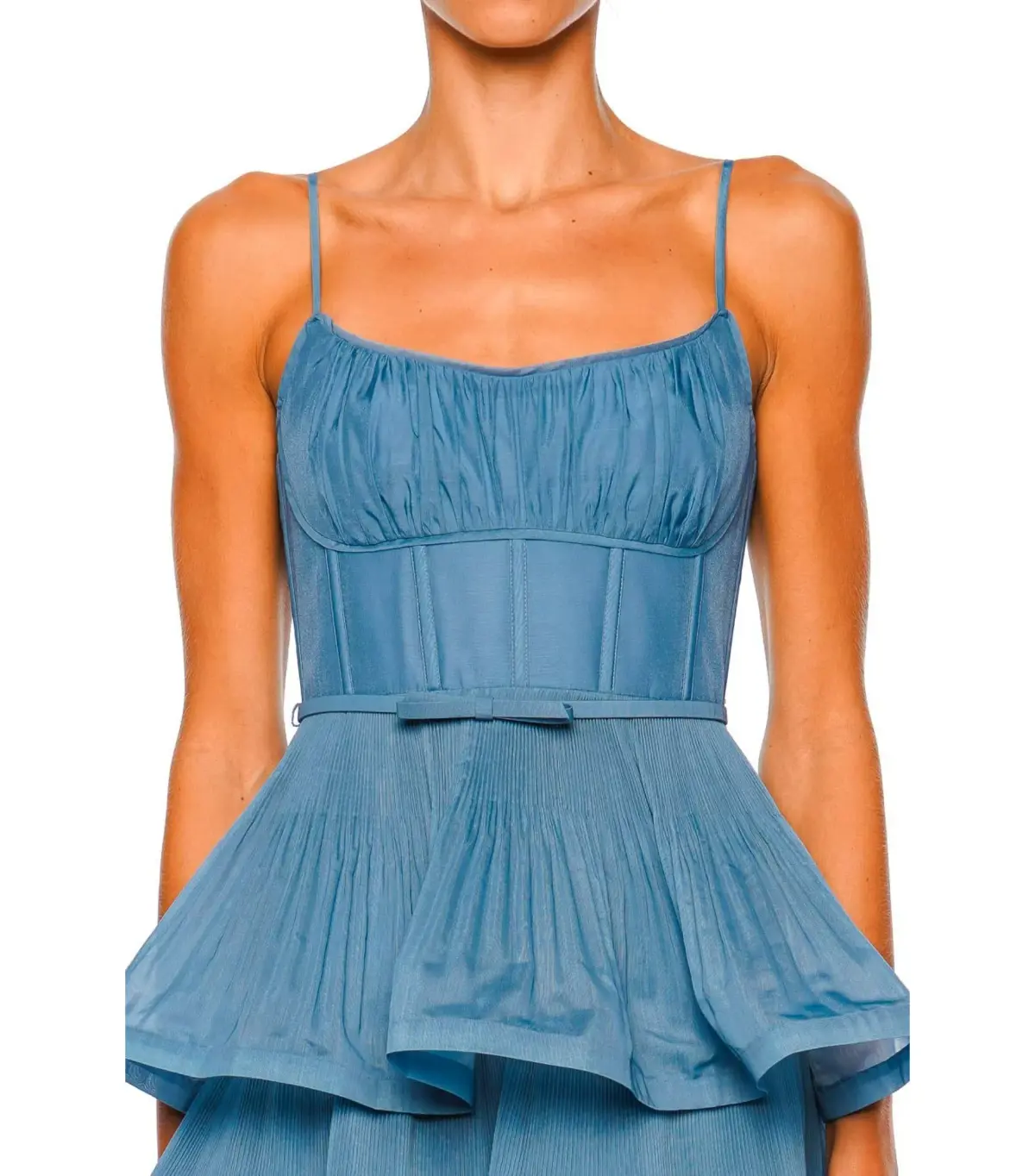 Zimmermann Pleated Tiered Midi Dress Deep Blue 1 / AU 10 - Image 4