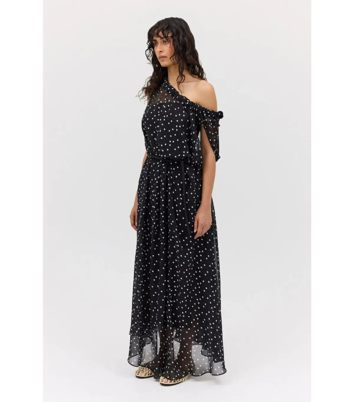 Bianca Spender Polka Dot Silk Emerge Maxi Dress Black Size AU 6 - Image 4