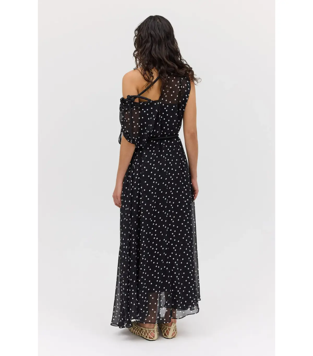 Bianca Spender Polka Dot Silk Emerge Maxi Dress Black Size AU 6 - Image 7