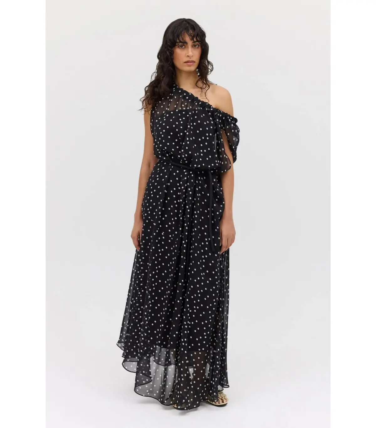 Bianca Spender Polka Dot Silk Emerge Maxi Dress Black Size AU 6 - Image 2