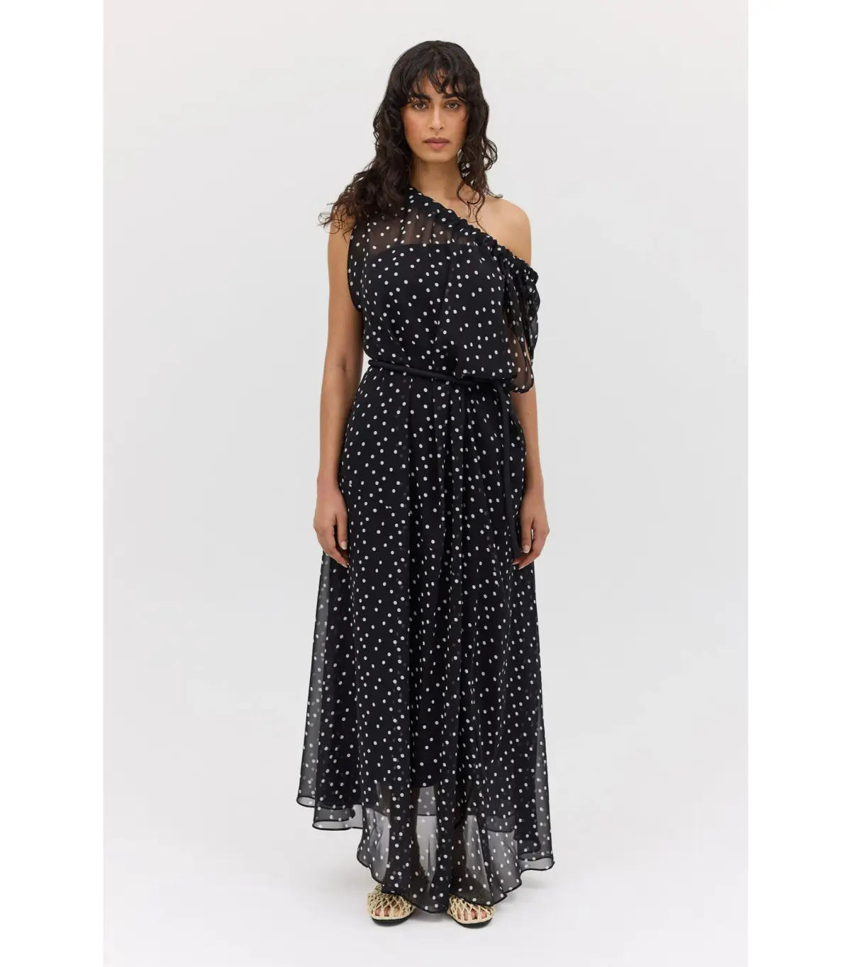 Bianca Spender Polka Dot Silk Emerge Maxi Dress Black Size AU 6 - Image 1
